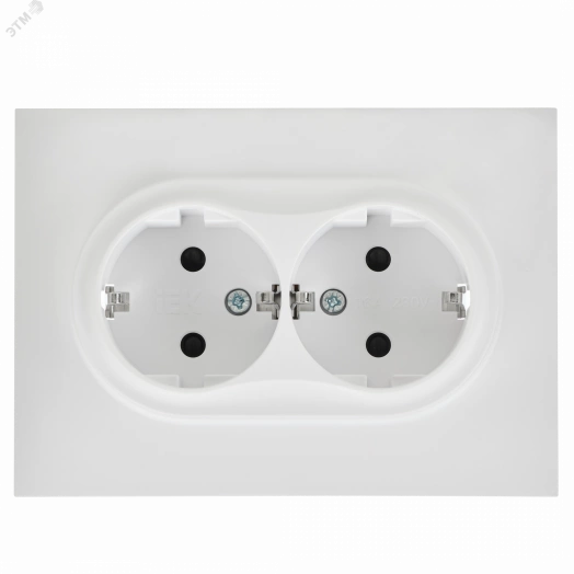 SKANDY Розетка 2-местная с заземлением с защитными шторками 16А в сборе SK-R07W арктический белый IEK