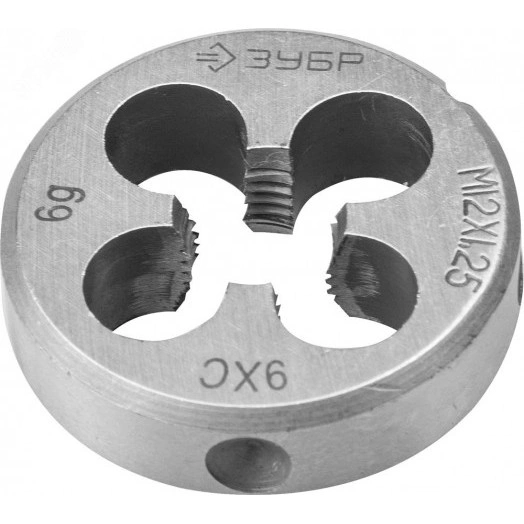 Плашка М12x1.25мм, сталь 9ХС, круглая ручная