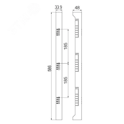 Заглушка торц. держ.шин 5-10мм 3п.185мм