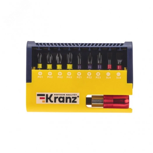 Набор бит с магнитным держателем, пластиковый кейс, 10 шт