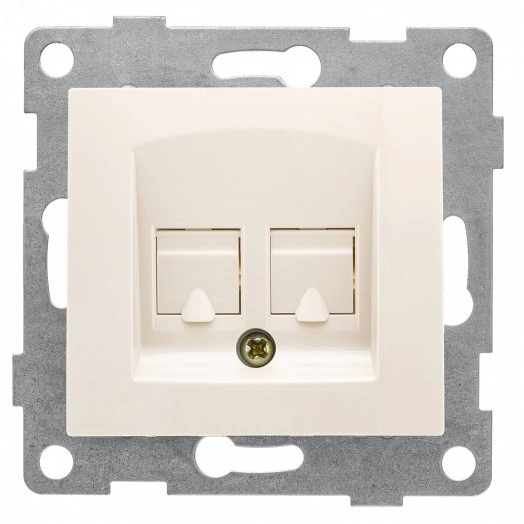 GUSI Bravo механизм розетки  компьютерной и телефонной (RJ45, RJ12), скрытая установка.  Цвет бежевый.