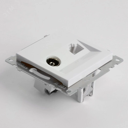 Розетка TV + компьютерная RJ-45 (механизм), серия Катрин, белый