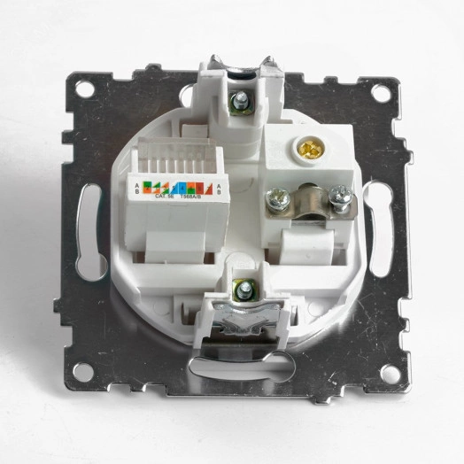Розетка TV + компьютерная RJ-45 (механизм), серия Катрин, белый