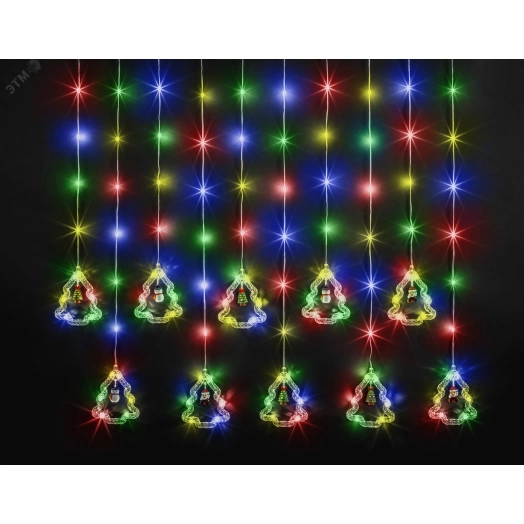 Гирлянда новогодняя светодиодная NGF-D034-03 бахрома елки и фигурки RGBY 3*0.6м IP20