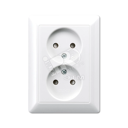 Розетка сдвоенная без заземления с полной платой белая