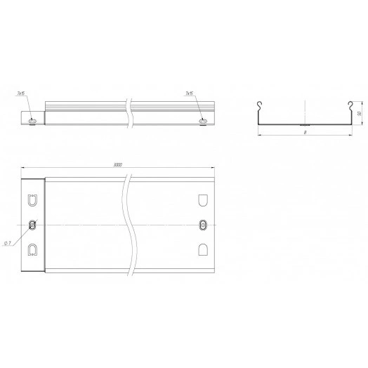 Лоток неперфорированный 50х200х3000-0,55мм