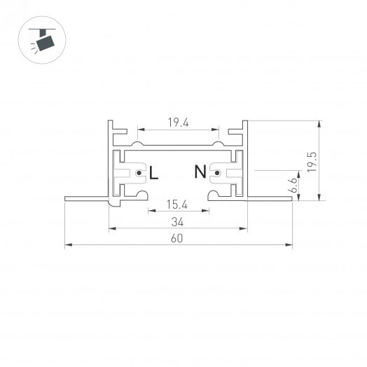 Трек LGD-2TR-TRACK-F-1000-WH-M (C) (, IP20 Металл, 3 года)