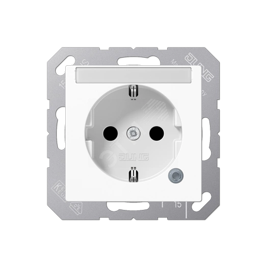 Розетка с полем для надписи 6x46 мм A500 2К+З 16 А 250В~  ударопрочная, белая