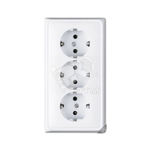 Розетка тройная с заземлением для кабельканалов  слоновая кость