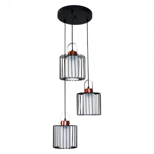 Светильник Манго 231 черн.муар медь (Плафон 9001) НСБ 01-3х60-167 Е27  подвесной