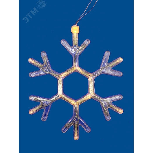 Фигура светодиодная «Снежинка» на батарейках 3AAA (не в/к) ULD-H1819-012/STA/3AAA WARM WHITE IP20 SNOWFLAKE 18х19см Подвесная 12 светодиодов Теплый белый свет  Провод прозрачный