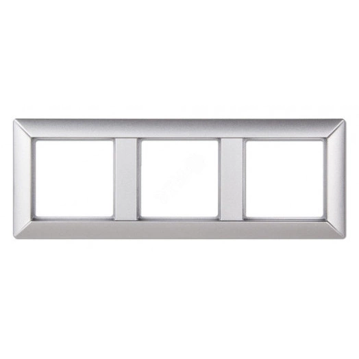 Рамка 3-местная для вертикальной и горизонтальной установки. Серия- Eco Profi. Материал- термопласт. Цвет- алюминий (крашеный)