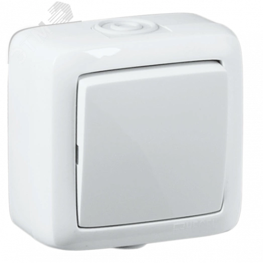 Переключатель одноклавишный наружный белый 16А