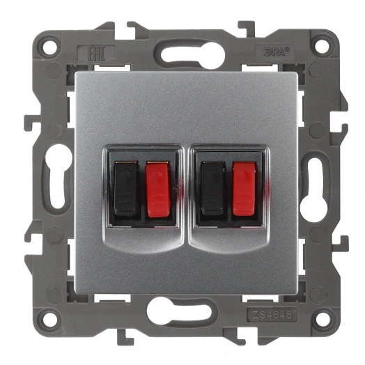 Розетка аудио двойная, Эра Elegance, алюминий, 14-3112-03