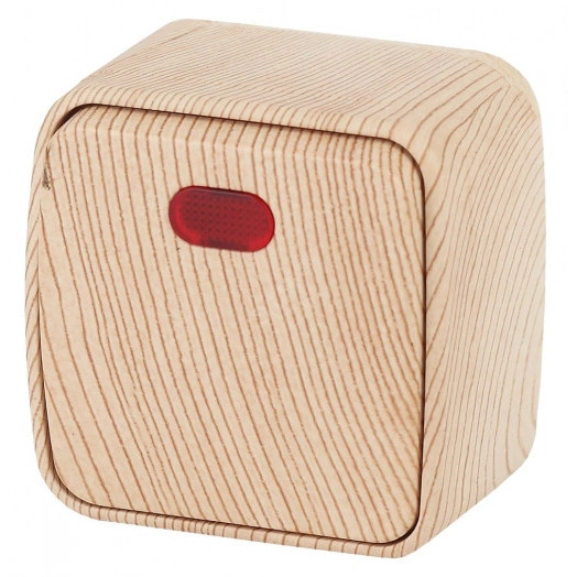 Выключатель с подсветкой, 10A-250В, ОУ, Polo, сосна,3-102-11