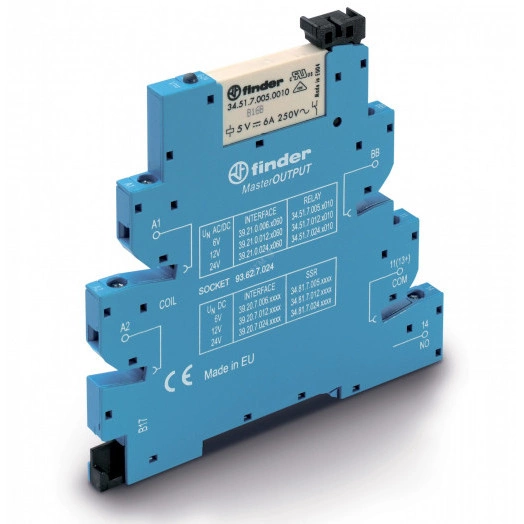 Модуль интерфейсный (сборка 34.51.7.060.0010 + 93.62.0.125), электромеханическое реле, серия MasterOUTPUT, 1NO 6A, контакты AgNi, питание 110-125В AC/DC, категория защиты IP20, винтовые клеммы