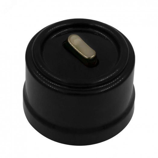 Выключатель Лизетта 1-кл. перекрестный, пластик, цвет Черный, Бронза (клавишный)