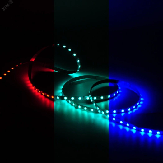 Лента светодиодная LED (комплект лента и драйвер) 5050/60-SMD 14,4 Вт/м 660 Лм/м RGB IP20 12 В DC 8 мм (блистер 3 м) Black Gauss