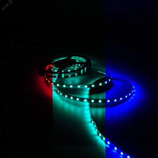 Лента светодиодная LED (комплект лента и драйвер) 5050/60-SMD 14,4 Вт/м 660 Лм/м RGB IP20 12 В DC 8 мм (блистер 3 м) Black Gauss