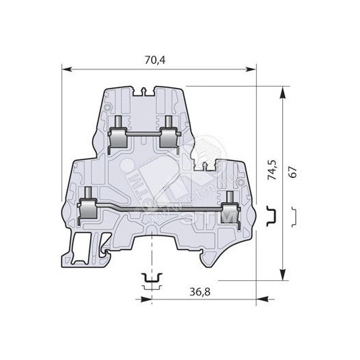 Клемма винтовая ZS4-D2 4мм.кв. двухуровневая синяя