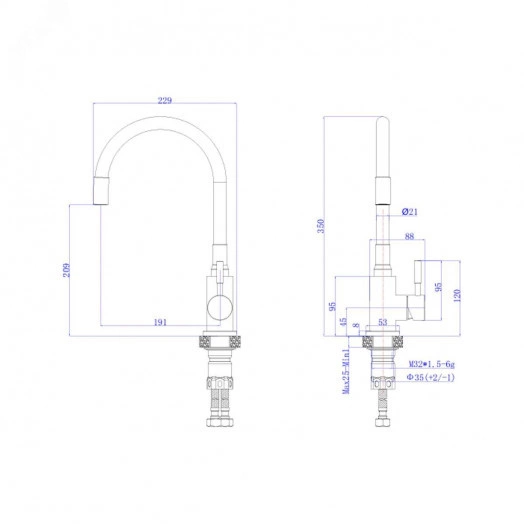 Смеситель для кухни шаровый, с гибким силиконовым изливом черный, нержавеющая сталь