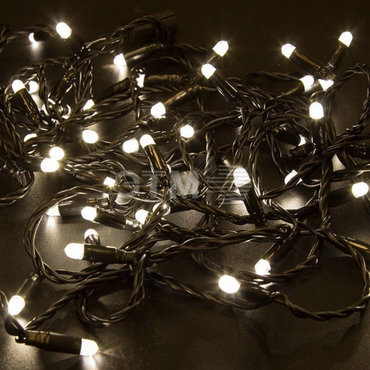 Гирлянда Нить 10 м, постоянное свечение, черный ПВХ, 24В, тёплый белый