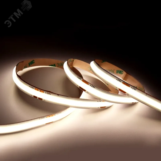 "LED лента ""ВАРТОН"" 15W/m 24V 3000K 5m х10 mm IP20 SMD COB 480LED/m (упаковка 5м)"