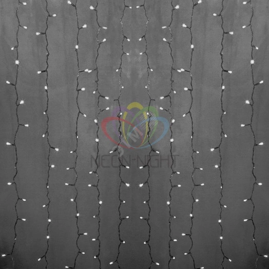 Гирлянда светодиодный Дождь 2х3 м, эффект водопада, прозрачный провод, 24В, диоды белые