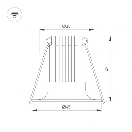 Светильник MS-FOGGY-BUILT-R45-5W Warm3000 (BK, 36 deg, 230V) (Arlight, IP54 Металл, 5 лет)