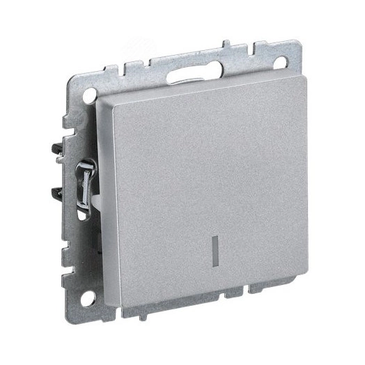 BRITE Выключатель одноклавишный проходной с индикацией 10А ВС10-1-7-БрА алюминий IEK