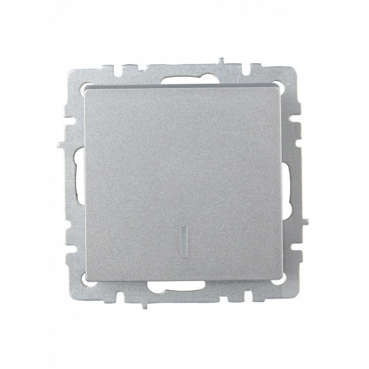 BRITE Выключатель одноклавишный проходной с индикацией 10А ВС10-1-7-БрА алюминий IEK