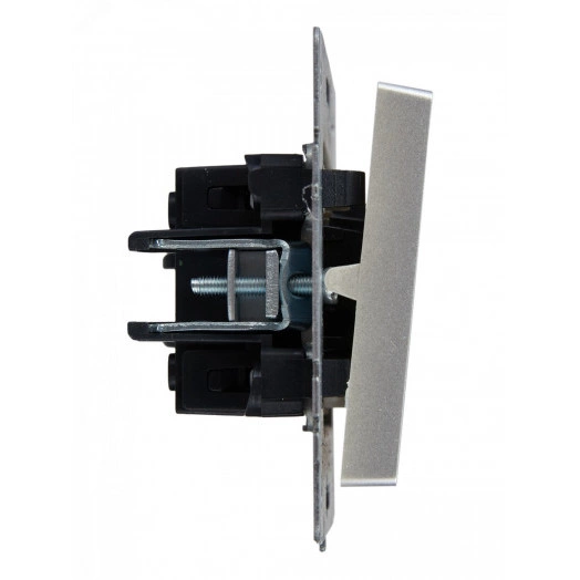 BRITE Выключатель одноклавишный проходной с индикацией 10А ВС10-1-7-БрА алюминий IEK