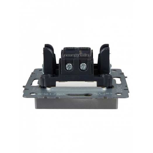 BRITE Выключатель одноклавишный проходной с индикацией 10А ВС10-1-7-БрА алюминий IEK