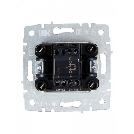 BRITE Выключатель одноклавишный проходной с индикацией 10А ВС10-1-7-БрА алюминий IEK