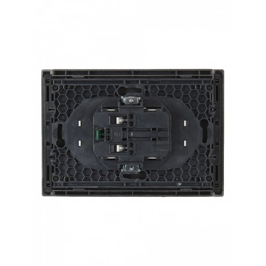 FORTE&PIANO Розетка 2-местная с заземлением без защитных шторок безвинтовое крепление 16А FP524 сталь IEK