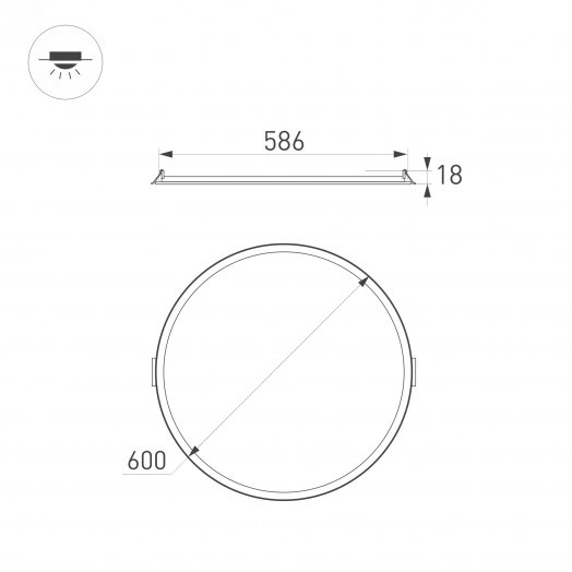 Светильник DL-EDGE-R600-50W Warm3000 (WH, 115 deg, 230V) (, IP40 Металл, 3 года)