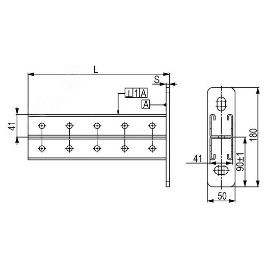 Консоль двойная 41х41мм основание 300мм горячеоцинкованная