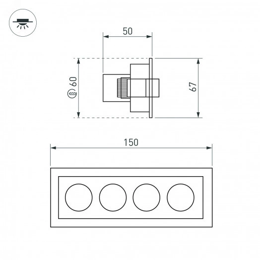 Светильник MS-ORIENT-BUILT-TURN-TC-S67x150-10W Warm3000 (WH-BK, 30 deg, 230V) (ARL, IP20 Металл, 5 лет)