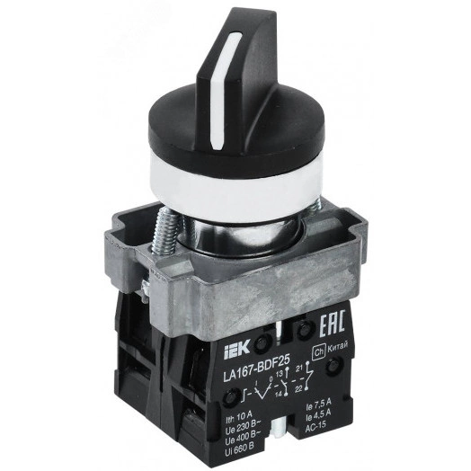 Переключатель LA167-BDF25 2 полож. 1з+1р черный