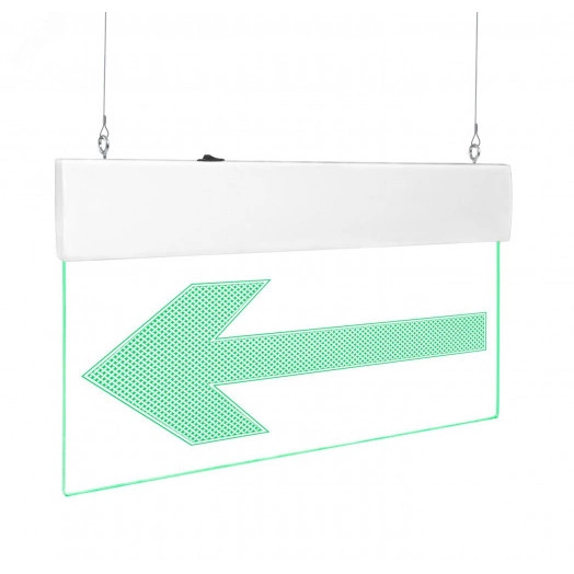 Оповещатель световой с резервным источником питания Молния-220-РИП Ультра Стрелка  влево зеленые светодиоды ПОДВЕСНОЕ КРЕПЛЕНИЕ