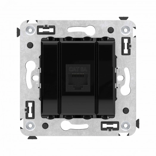Avanti Компьютерная розетка RJ-45 без шторки в стену, кат.6А одинарная,  Черный квадрат
