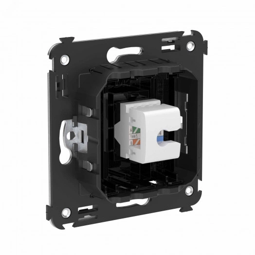 Avanti Компьютерная розетка RJ-45 без шторки в стену, кат.6А одинарная,  Черный квадрат