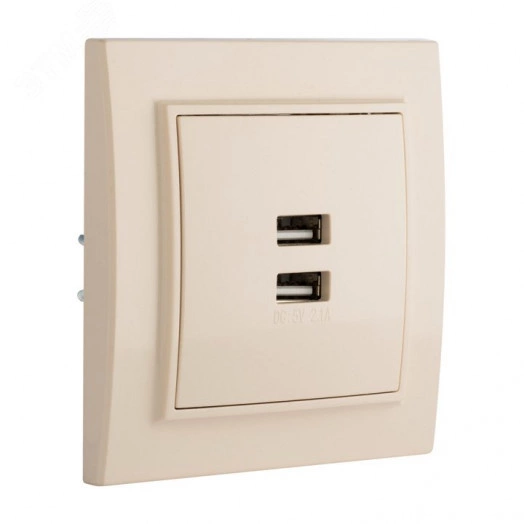 Розетка Минск USB 2-местная СП 2,1А бежевая