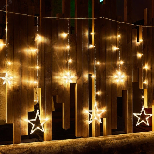 Занавес фигурный светодиодный 3х07м 138 светодиодов Теплый белый свет Провод прозрачный ULD-E3007-138/DTA WARM WHITE IP20 STARS-2  TM Uniel