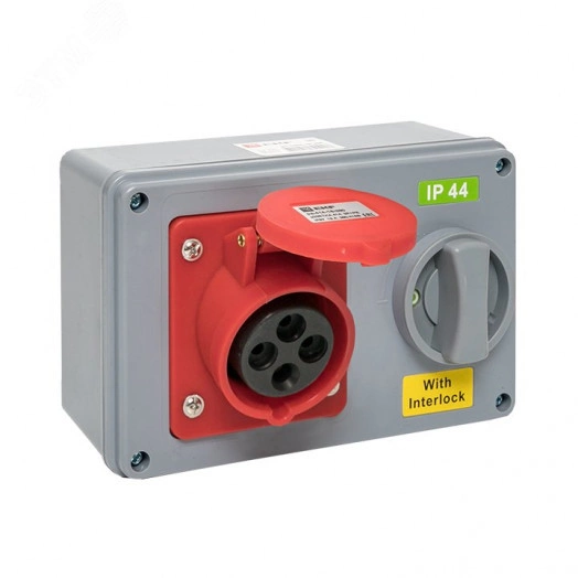 Розетка с блокировкой и выключателем 1414 3Р+РЕ 16А 380В IP44