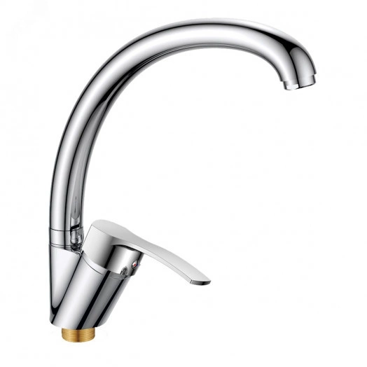 Смеситель для кухни шаровый, с высоким изливом, крепеж гайка, латунь