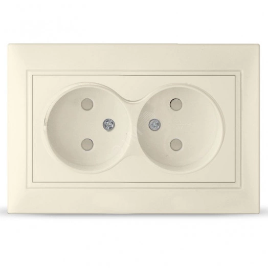 Севиль Розетка двойная без заземления с защитной шторкой слоновая кость (ivory)
