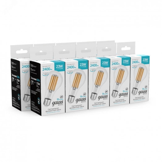 Лампа светодиодная филаментная LED 23 Вт 2400 лм 4100К А70 груша нейтральный E27 AC 185-265В IP20 Basic Gauss