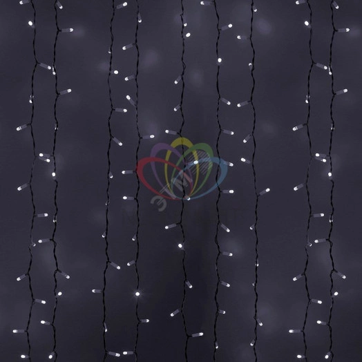 Гирлянда светодиодный Дождь 2х3 м, эффект мерцания, белый провод, 230 В, диоды белые