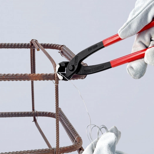 Клещи вязальные для арматурной сетки резка - проволока средней твердости 28мм твердая проволока 18мм режущая кромка 61 HRC / 25мм L=280мм черные обливные рукоятки